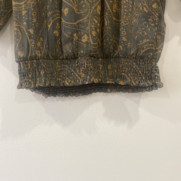 Smocked Paisley Long Sleeve Blouse - Picture 7 of 12
